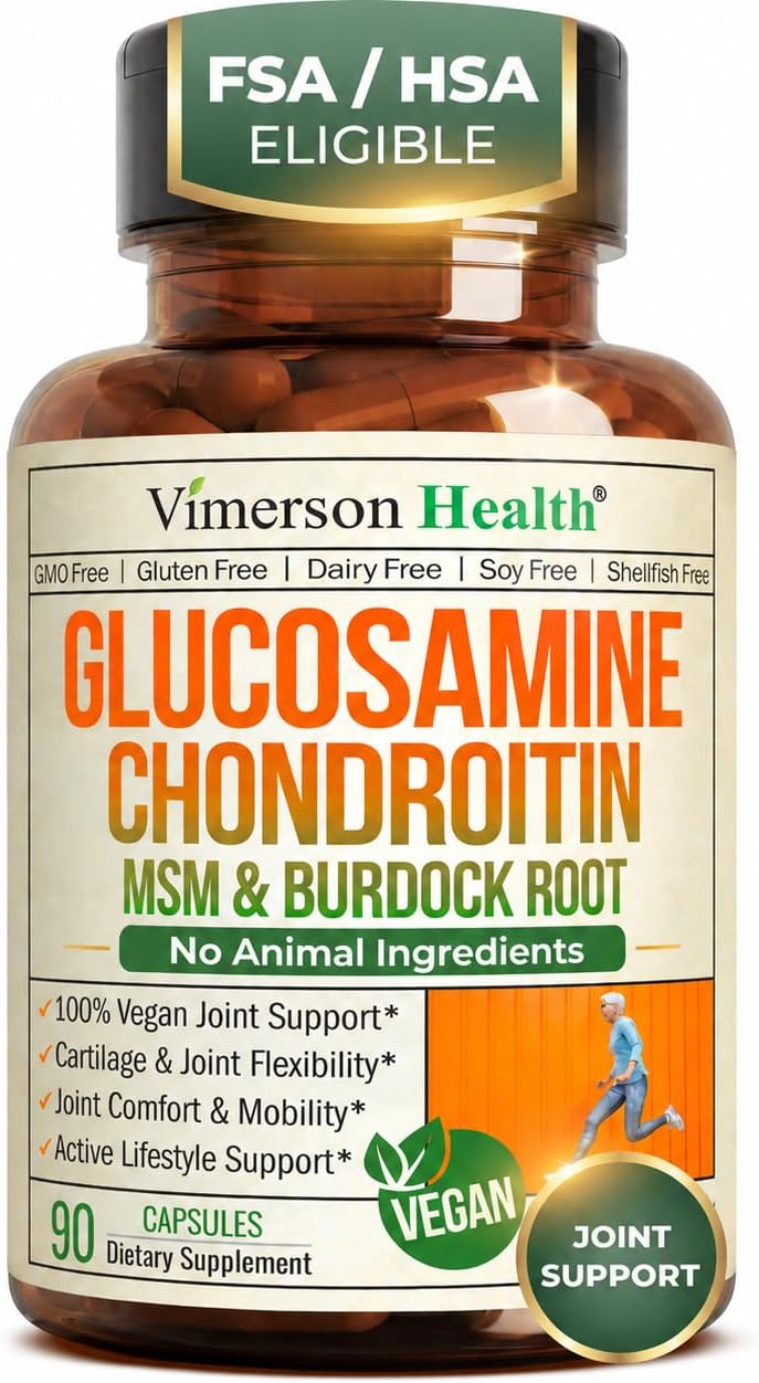 Vegan Glucosamine Chondroitin, Phytodroitin MSM Supplement Capsules. Joint Support Supplement Without Shellfish