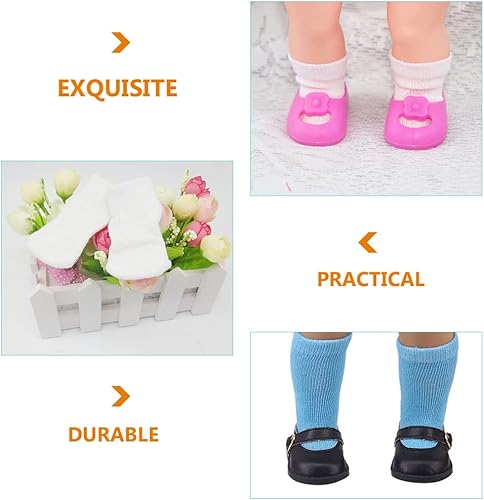 Miniatura 2 de Toyvian Accesorios para muñecas, accesorios para muñecas, calcetines para muñecas de bricolaje, 8 pares de ropa de muñeca americana, ropa de muñeca