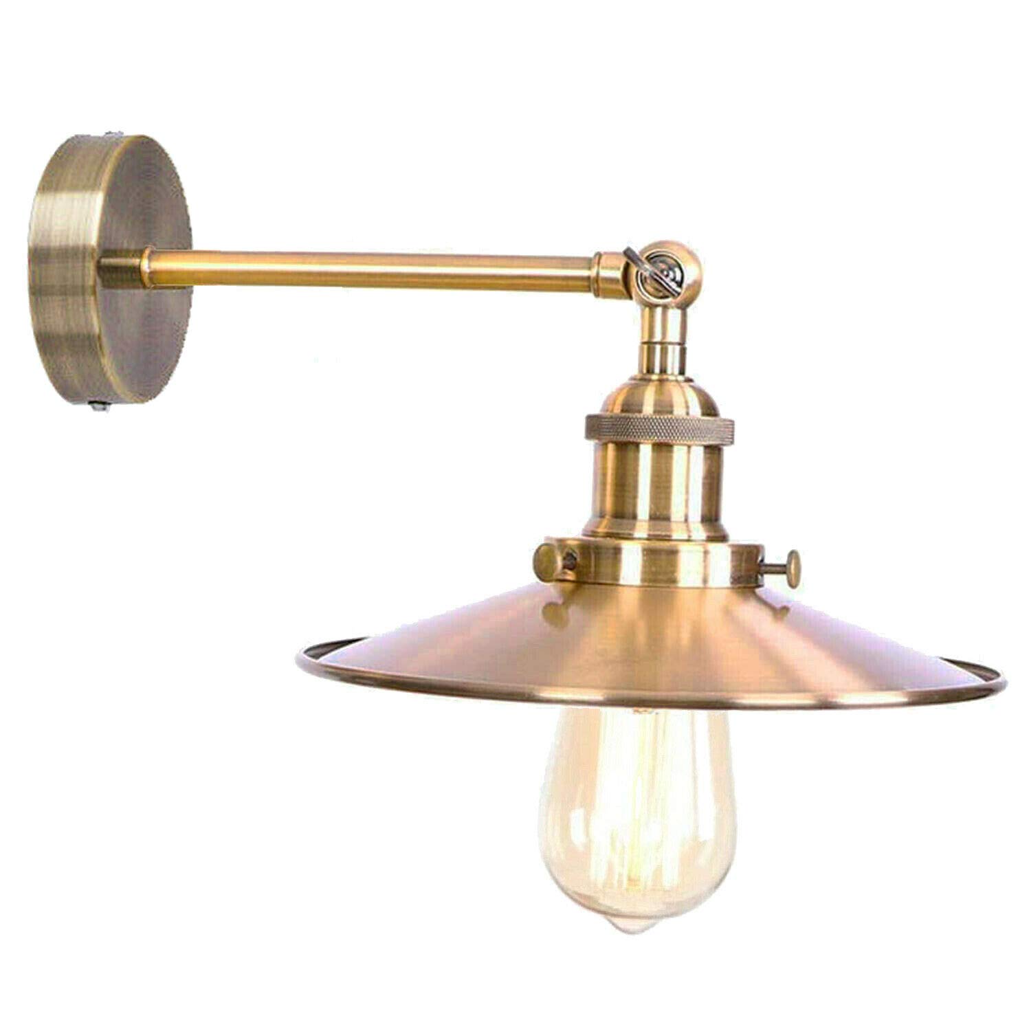DC VOLTAGE 22cm Metal Flat Shade Industrial Wall Light E27 Adjustable Arms Holder Vintage Wall Sconce Wall Lamp Light Fixtures with for Bar Restaurants and Any Other Stylish Places
