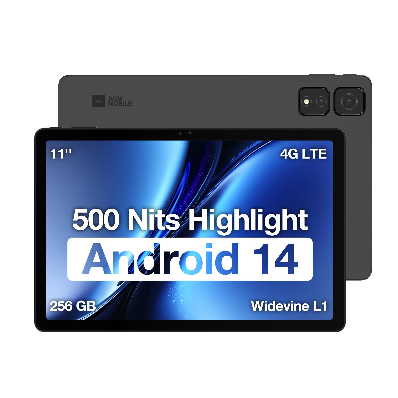 AGM Tablet 11-calowy Android 14, 4G LTE Dual SIM, procesor MTK G91, 8 GB RAM 256 GB ROM 512 GB TF, ekran dotykowy FHD IPS, Widevine L1, dwuzakresowe WiFi/GPS/OTG, potrójny aparat, 8000 mAh, tablety z