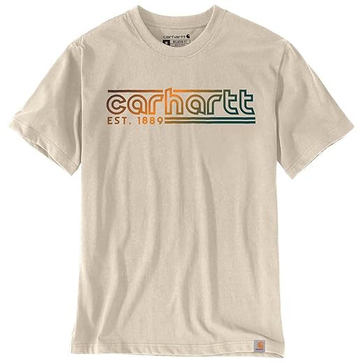 Carhartt Camiseta masculina 106538 folgada leve manga curta logotipo gráfico
