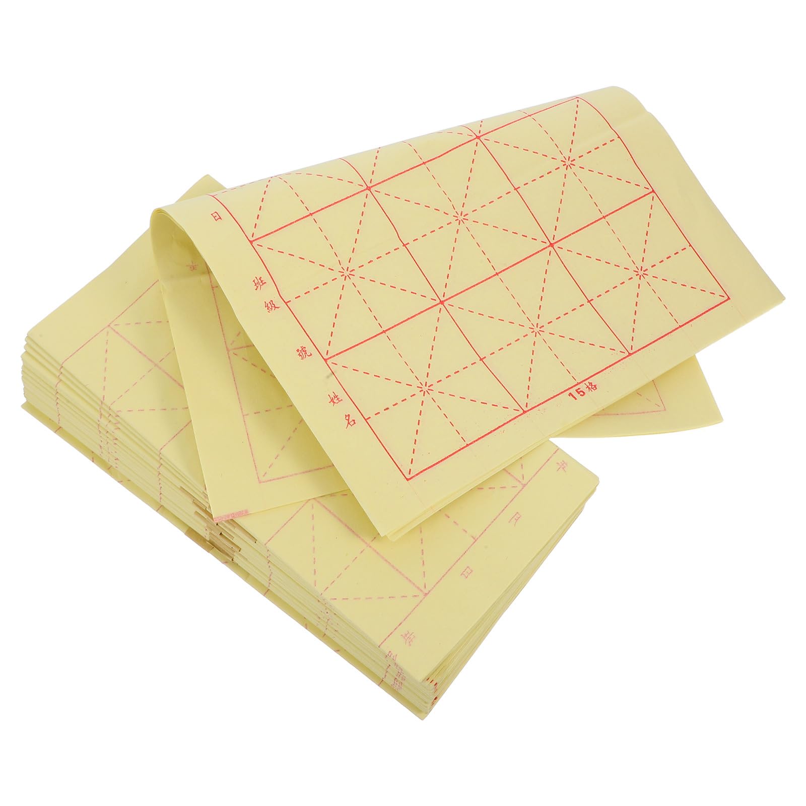 Papier à calligraphie chinois SEWACC en feuilles de riz jaune quadrillé de 15 cases pour débutant