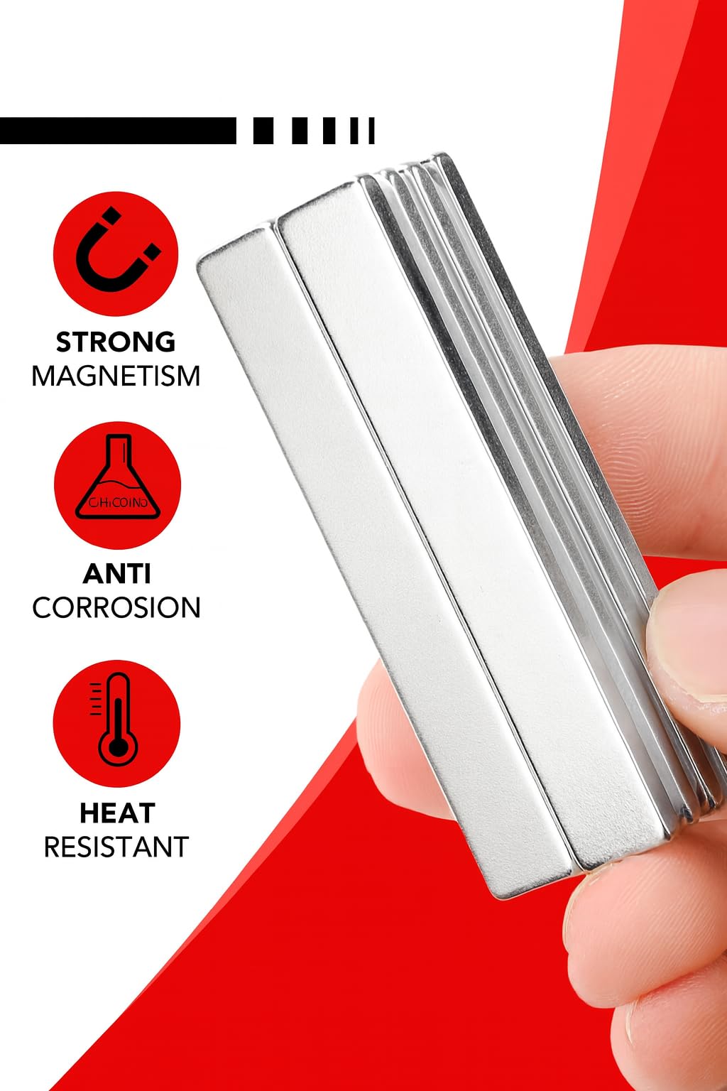 30 Pack Neodymium Block Magnets – 60mm x 10mm x 3mm (2.36