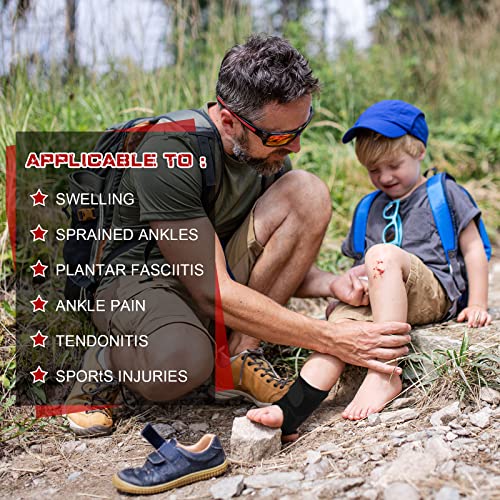 Image of Honoson 2 Pcs Ankle Brace Kid Ankle Support Youth Neoprene Lace up Compression Sleeve Foot Brace Stabilizer with Adjustable Strap for Sport Sprained Plantar Fasciitis Achilles Tendonitis(Black,S)