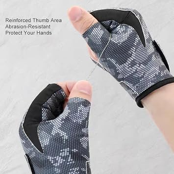 Men Fishing Gloves, 3 Finger Cut Puncture Resistant Non-Slip Fish Handling | Unisex 3 finger cut design for flexible movement, non-slip grip, durable for fish handling and fishing work