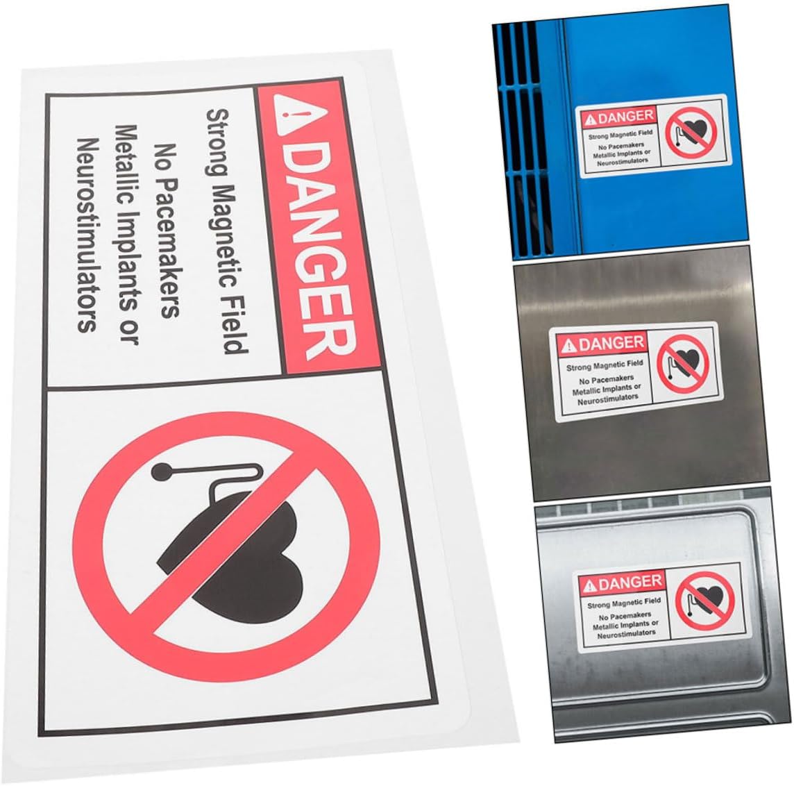 Zerodeko 2pcs Strong Magnetic Field Warning Decal Caution Sign for Users 5 x 10 Inches Safety No Adhesive Sticker