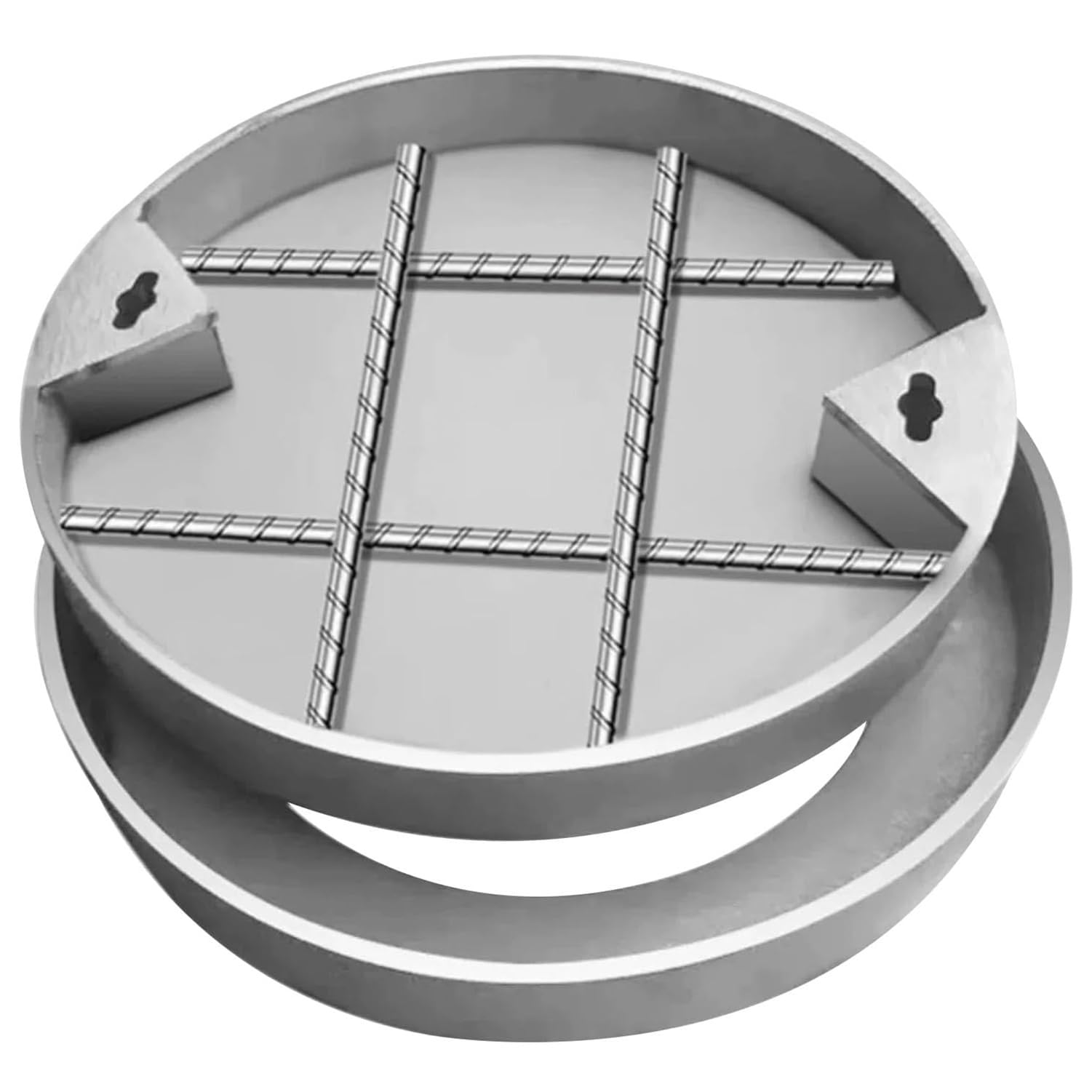 GJMSSMY Invisible Manhole Cover & FrameStainless Steel Inspection Cover Round Outdoor Septic Tank Lid for Garden & Pathway 800mm Diameter