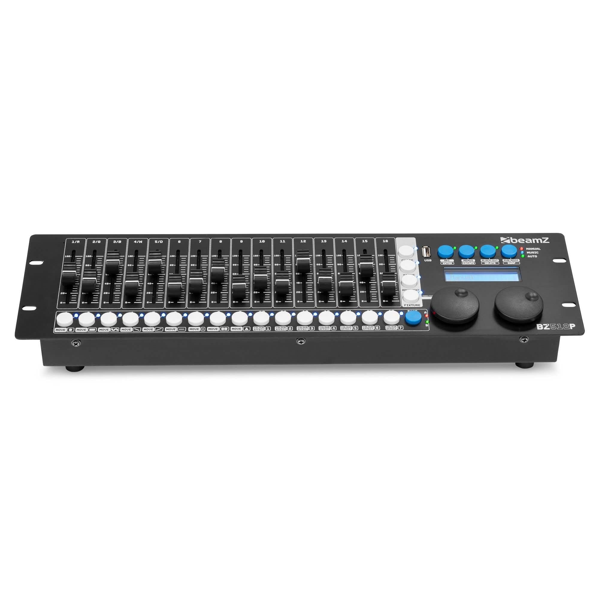 BeamZ BZ512P - Controlador DMX 512 canales para hasta 28 dispositivos, 19"