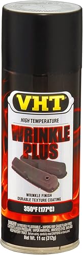 VHT SP201-6PK Pintura Wrinkle Plus de Alta Temperatura  Pintura en Aerosol Negra - Lata de Aerosol de 11 oz, Paquete de 6