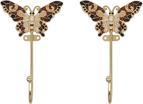 Ganchos de pared decorativos de mariposa vintage para colgar ropa, abrigos, toallas, llaves, sombreros, paquete de 2 ganchos de pared de metal
