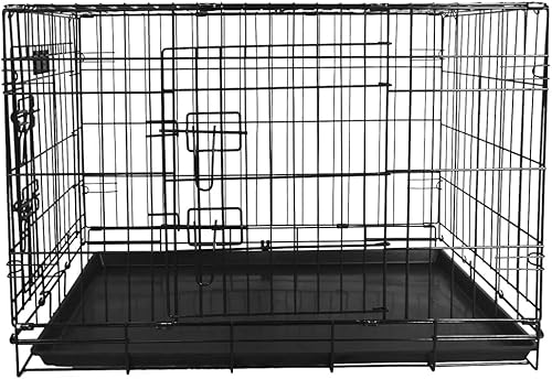 Vista 7 de Elevon Jaula plegable para perros de doble puerta con pista a prueba de fugas, 30 pulgadas