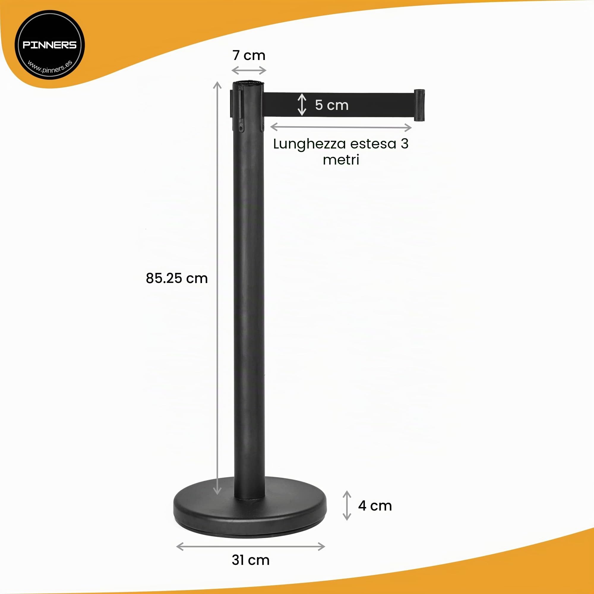 Set di Barriere Retrattili, Barriera con Nastro Estensibile 3 metri (2 unità), Pali Separatori, Nastro di Sicurezza, Nastro Estensibile Retrattile, Barriera Estensibile di Sicurezza