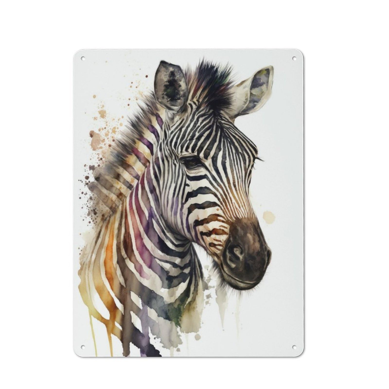 Zebra in Watercolor Vintage Tin Sign 40x30cm for Pub Or Café, for Everyday Room Decor with A Vintage Look