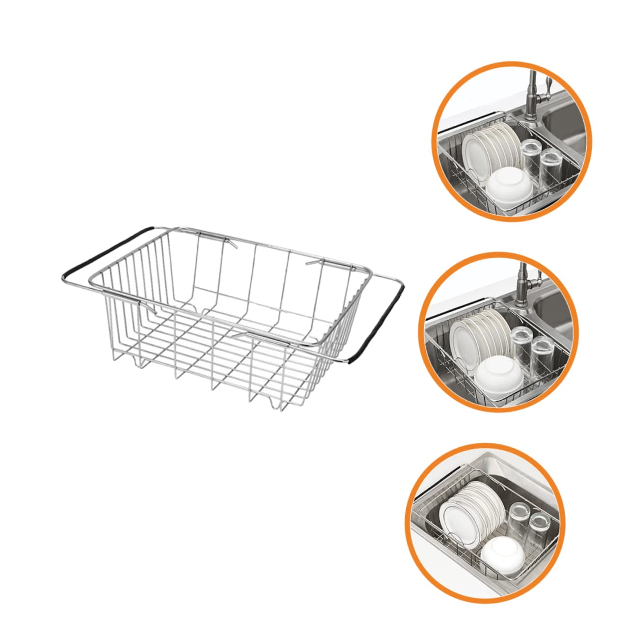 LIFKOME Escurreplatos grande expandible sobre el fregadero, escurridor de platos de cocina para ahorrar espacio para platos y cuencos, estante de secado de fregadero