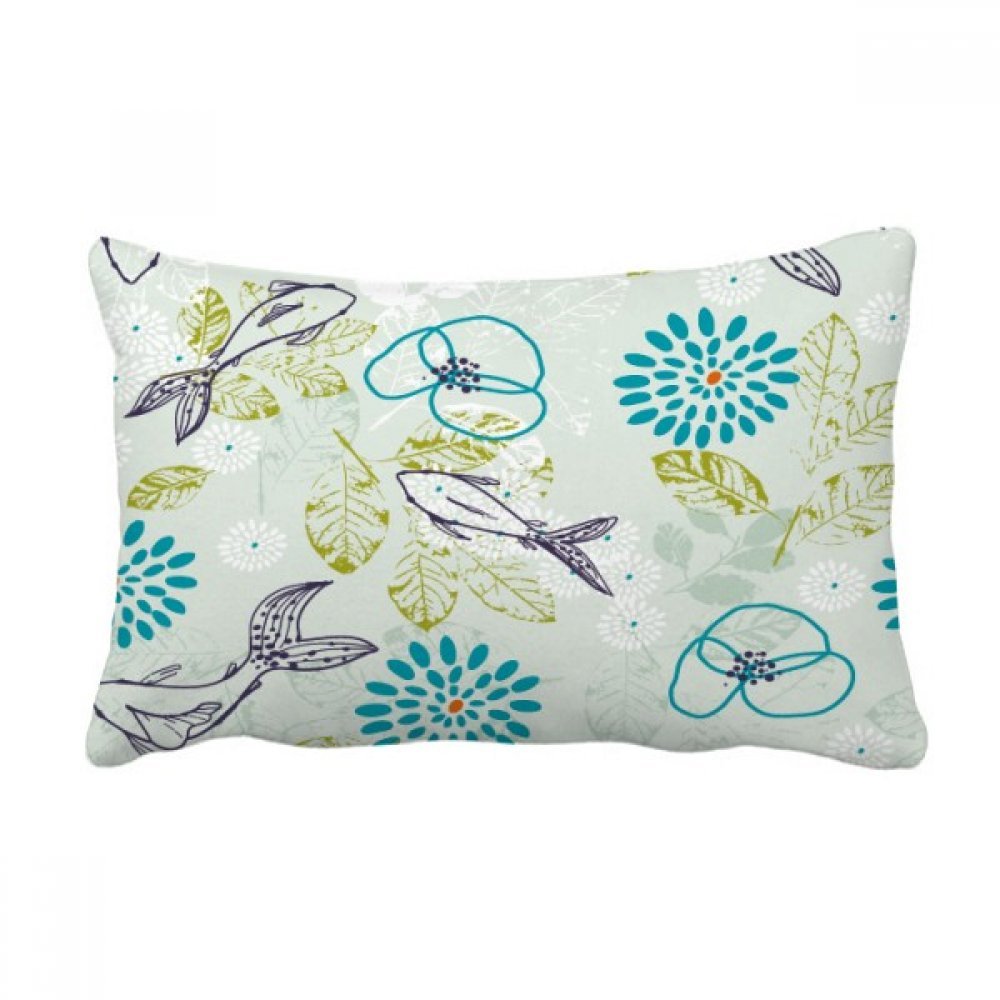 Coussin poissons imprimé floral housse lombaire rectangulaire multicolore