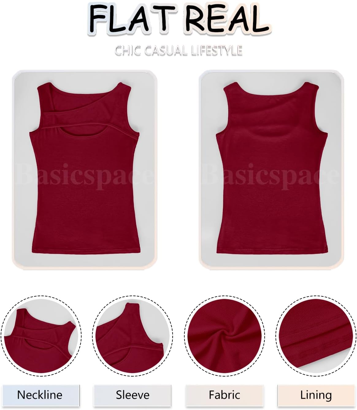 Basicspace Womens Fashion Summer Tank Tops One Piece Cutout Tshirts Sleeveless Ribbed Slim Fitted Shirts Tee - Image 5