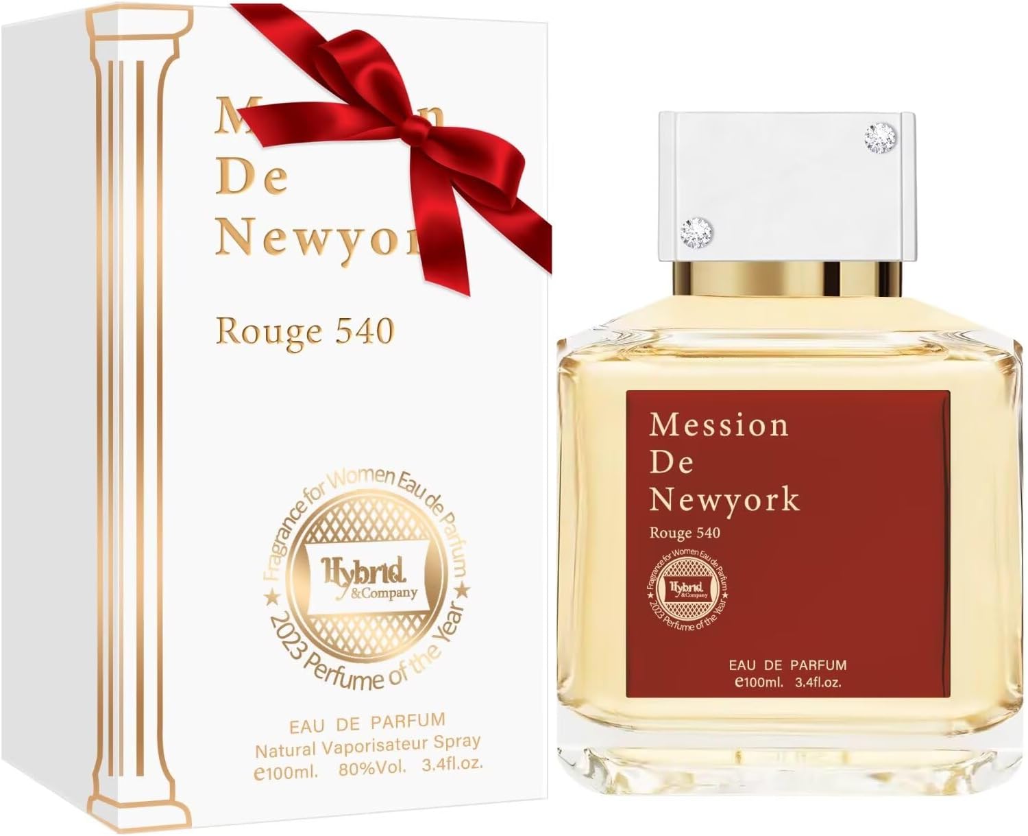 Hybrid & Company Mession De New York Rougo 540 Eau De Parfum Natural Spray Fresh Floral Scent, 3.4 Fl Oz
