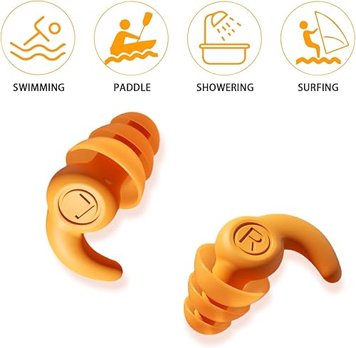 Miniatura 4 de Tapones para los oídos para nadar para niños, 3 pares de tapones de silicona impermeables reutilizables, protección para los oídos para surfear,