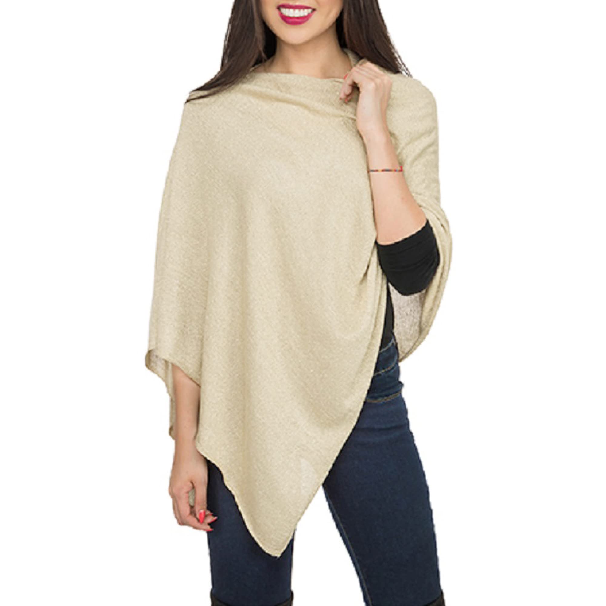 Top It Off Elsa Poncho - Women’s Fine Knit Luxury Topper - Layering Piece for Warmth