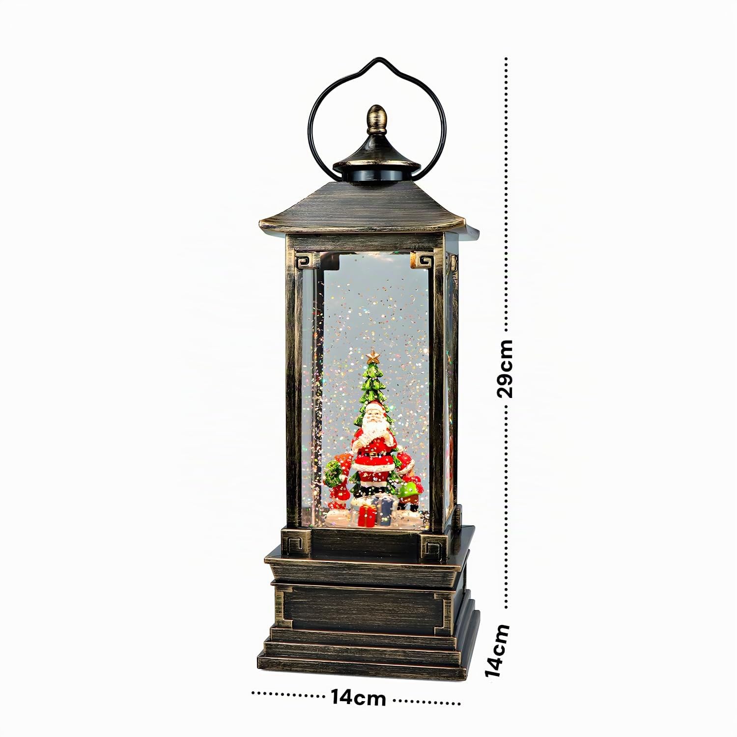 Avilia Lanterna Natalizia Animata con Musica e Luci Led 29x14x14cm - Ideale per Decorare Casa Durante le Feste Natalizie - Realizzata in Materiali Resistenti e Dipinta a Mano si Adatta ad Ogni Casa