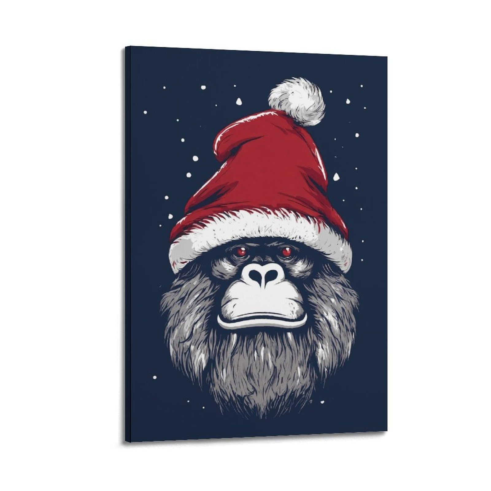 CWLLOG Stampe artistiche da parete su tela, poster natalizio con gorilla che mostra festival gotici, decorazione moderna per soggiorno e camera da letto, 40 x 60 cm