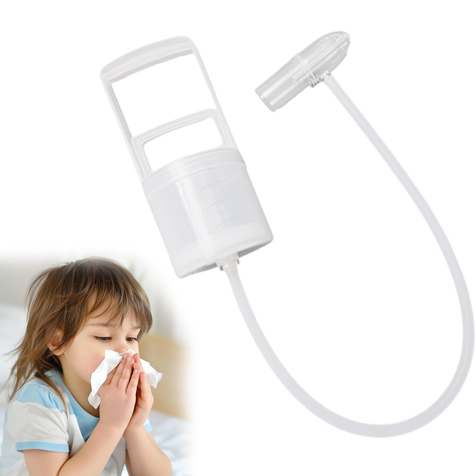 Manual Nasal Aspirator, 7.09x3.15x3.15 Inches, Sinus Vacuum Adult, Strong Suction Nose Cleaner with Hand Pump, Anti-Backflow Reusable Snot Sucker for Adults & Children, Sinus & Congestion Relief