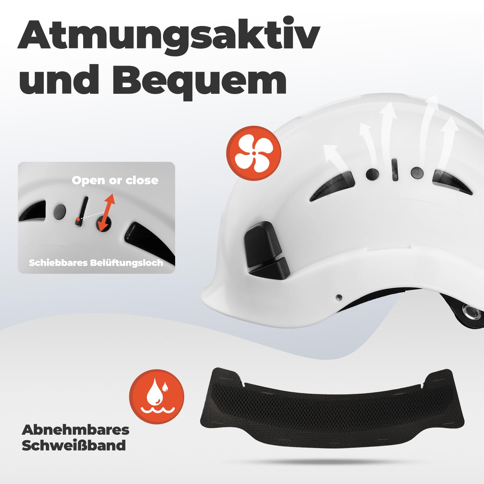 Kletterhelme Bauhelm mit Visier, EN12492, ABS Baustellenhelm, abnehmbares Schweißband, reflektierende Aufkleber Arbeitshelm für Forst, BAU und Kletterarbeiten