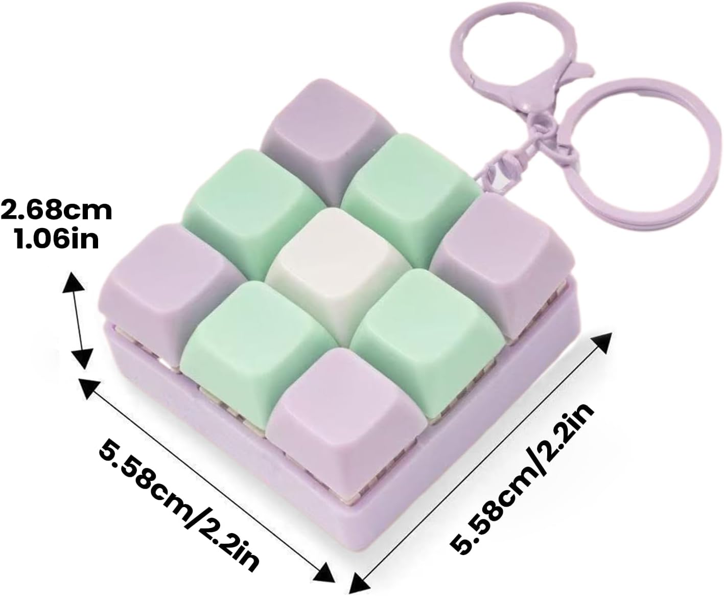 Keyboard Fidget Toy - Portable Keyboard Fidget Clicker | 9-Button Funny Stress Relief Finger Clicker Keychain | Light up Finger Press Button Toys for Stress Relief & Boost Focus (B)