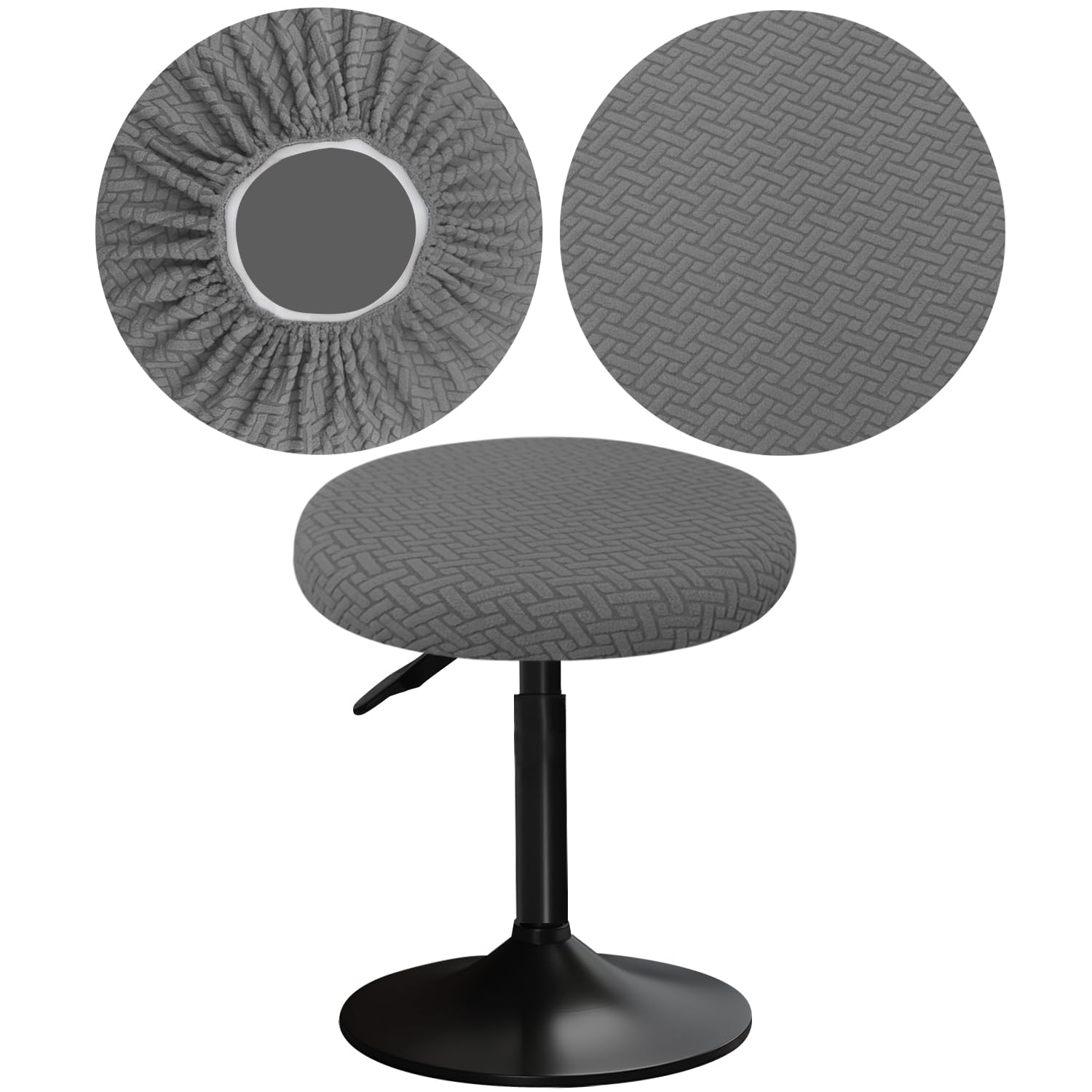 YINGAYOU Stool Covers Round 12-16"/30-40cm with Jacquard Bar Stool Seat Covers Round, Elastic Soft and Comfortable are Rich Color (1, Gray)