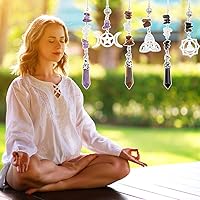 Vista 6 de GOMAKERER 5 Pcs Natural Gemstones Pendulum, 5 Styles Crystal Dowsing Pendulum Reki Gemstone Chips Pendulum for Women Man Divination Wicca Meditation