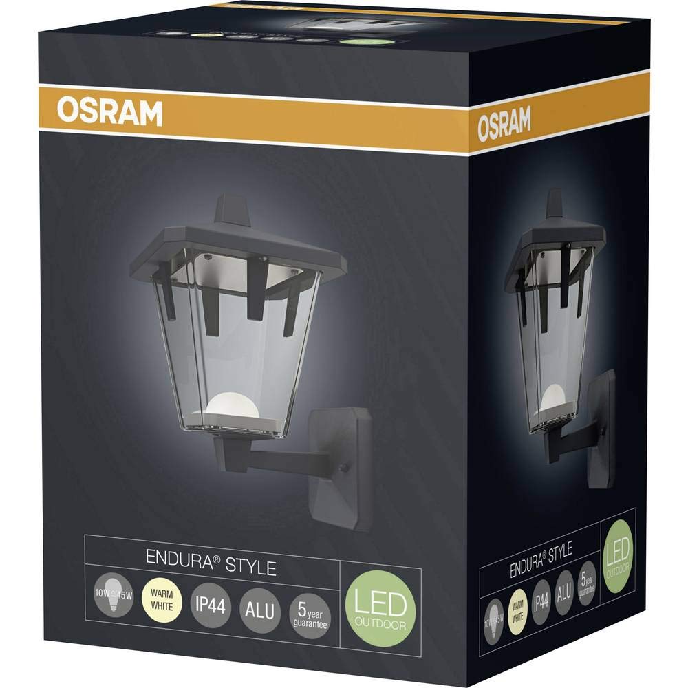 OSRAM Oprawa ścienna LED na zewnątrz/latarnia w stylu Endura Classic Up/korpus aluminiowy/czarny / 10 W/ciepła biel - 3000 K