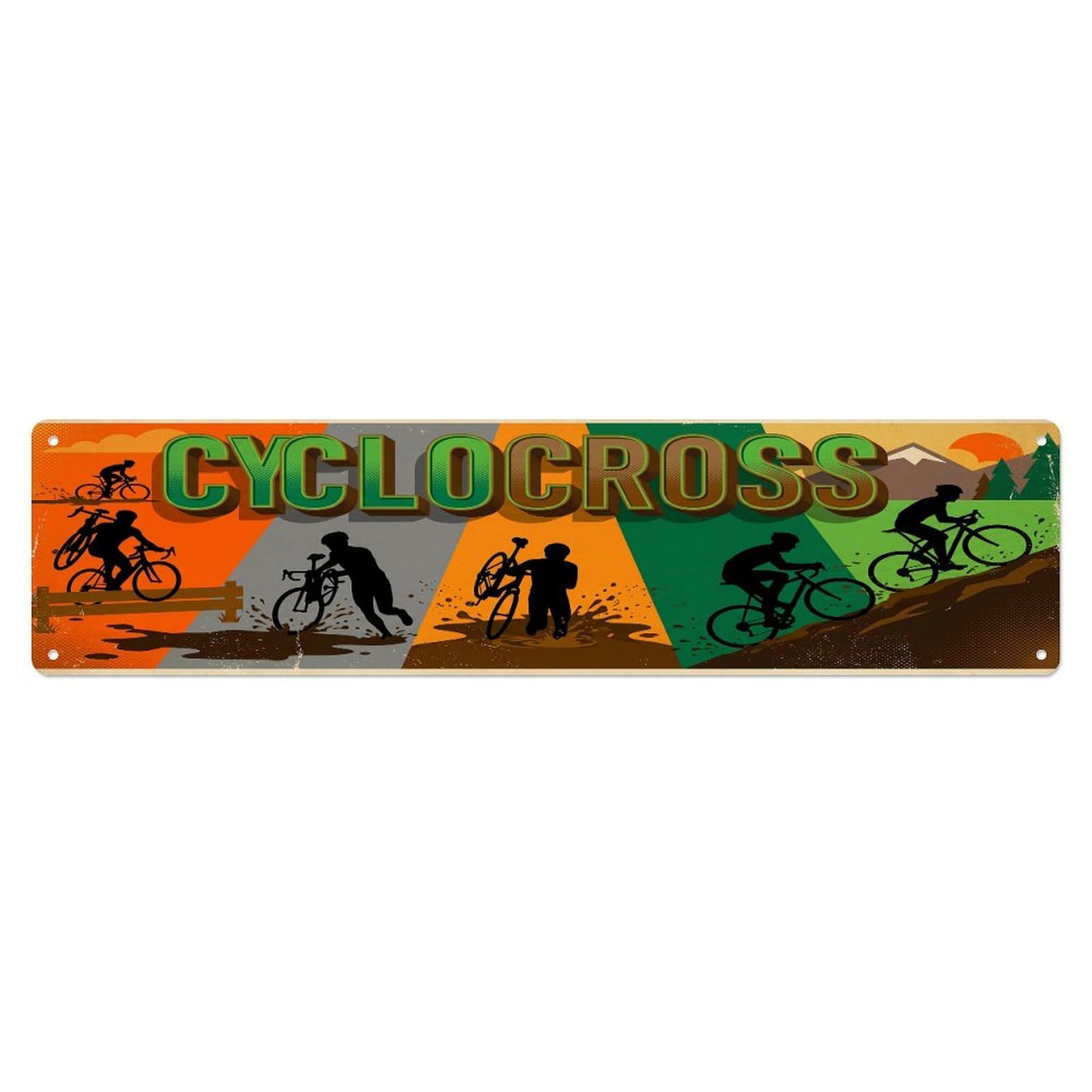 Olhnbad 4X16inch(10X40cm) Vintage Cyclocross Outdoor Activity Sports Metal Tin Sign