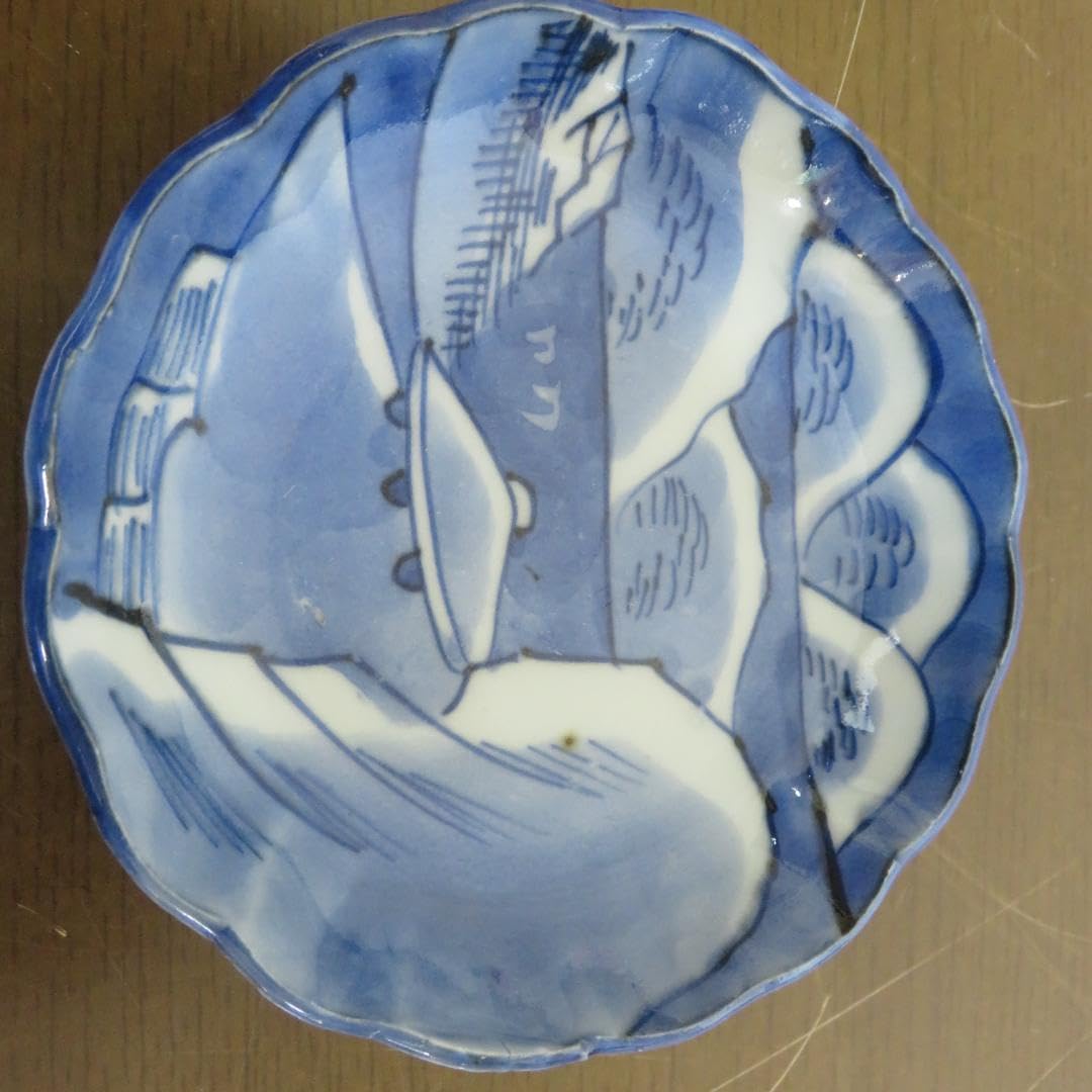 小皿 5枚 染付 希少柄 UFO 大珍品 江戸 明治 古伊万里 小皿 5