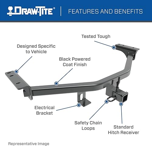 Vista 87 de Draw-Tite 75998 - Enganche de remolque Clase 3, receptor de 2 pulgadas, negro