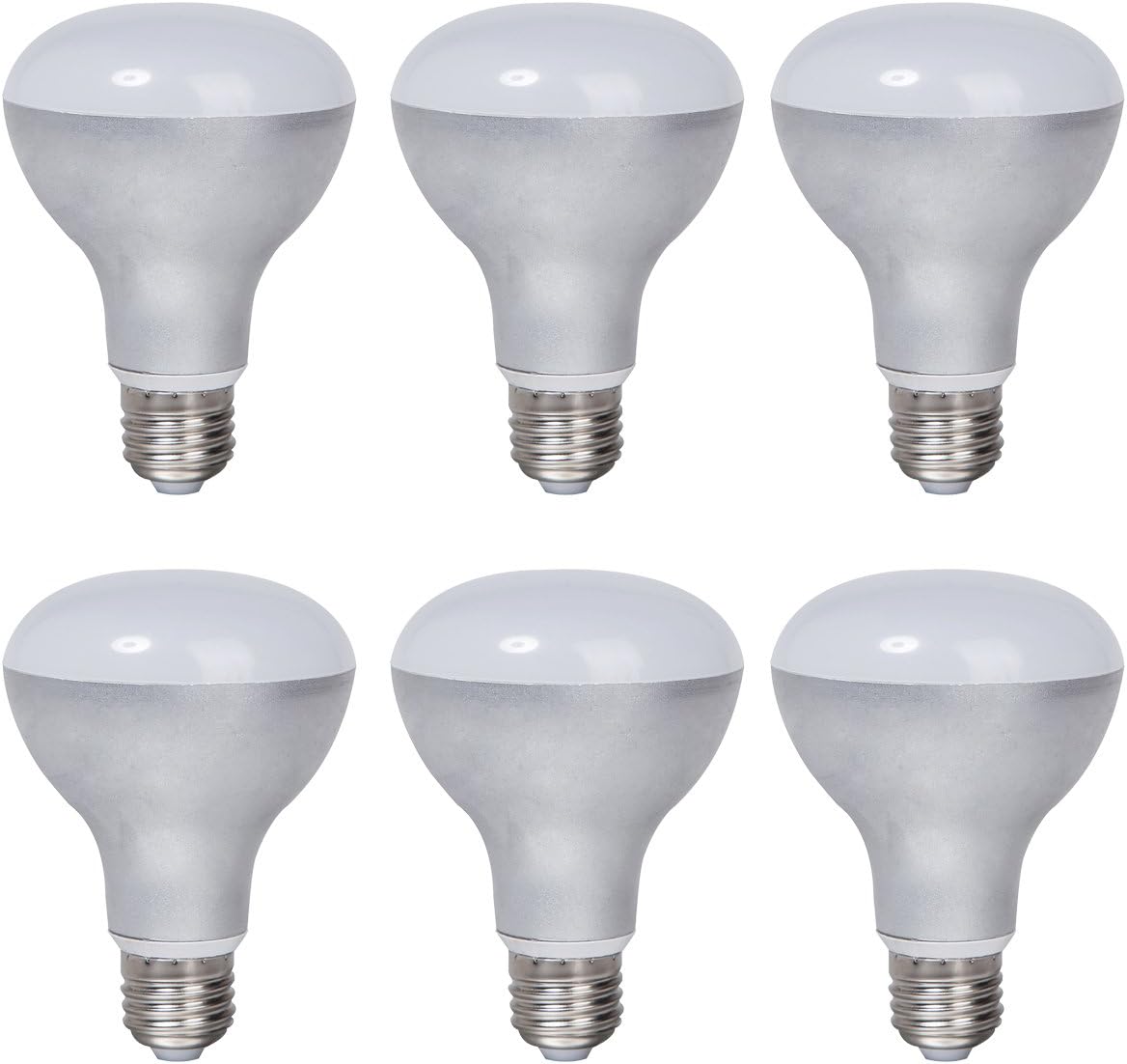 6Pack Nondimmable Silver Aluminum Housing LED R80 Light Bulbs E27