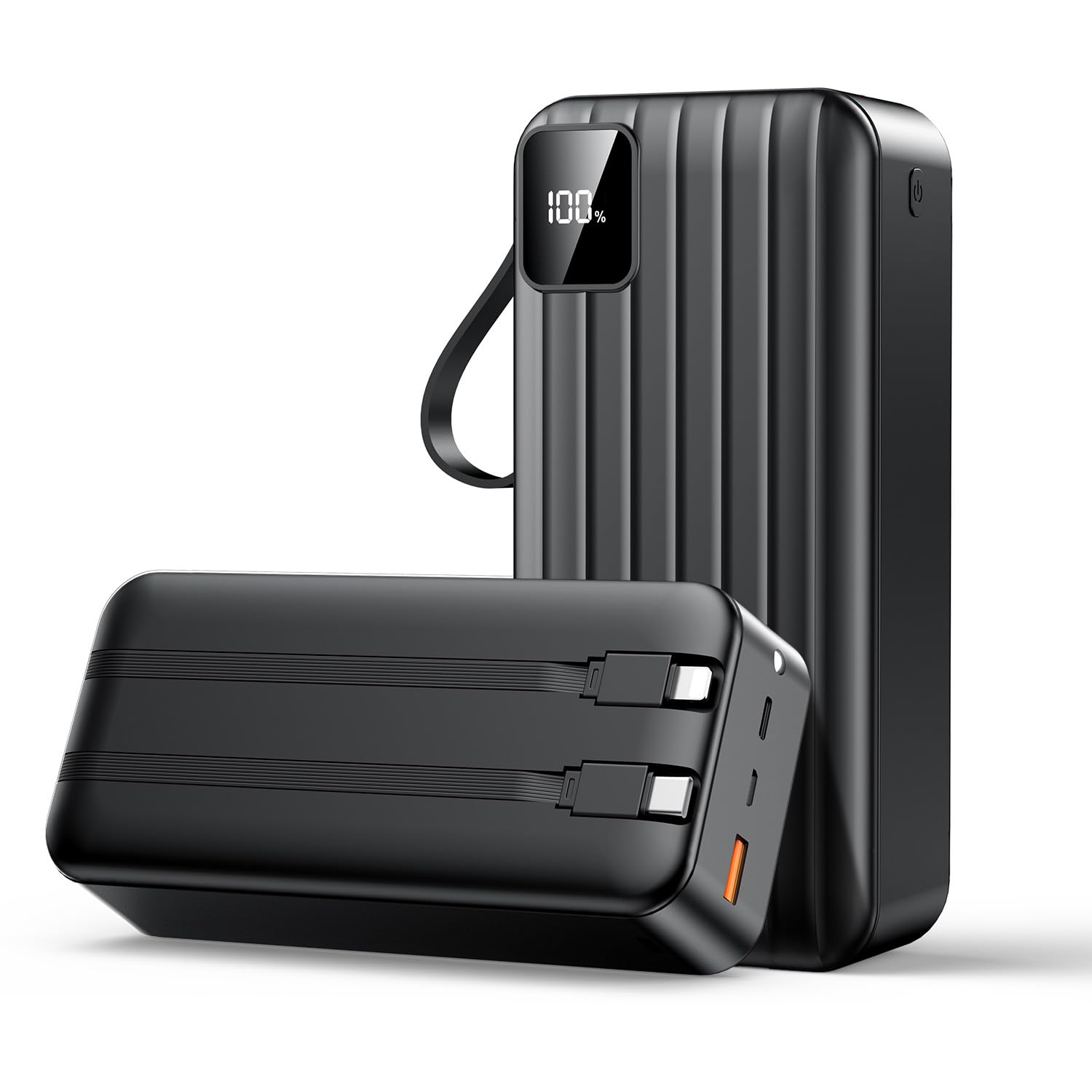 Portable Charger 50000mAh Power Bank with 2 Built-in Cable,22.5W Fast Charging External Battery Pack,LED Display USB-C Portable Cell Phone Charger for iPhone 16/15/14/13 Pro,Android,Samsung Galaxy,Etc