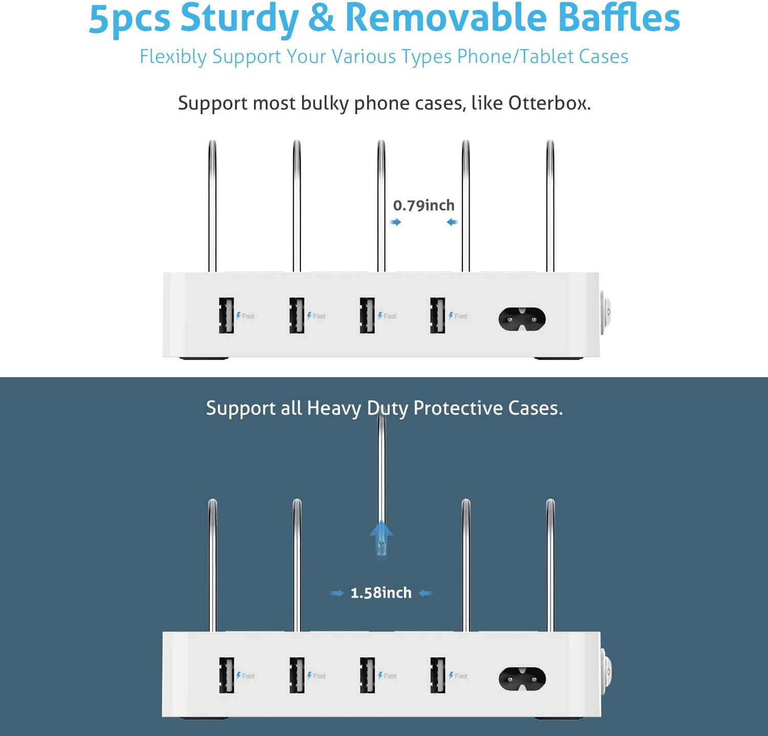 SooPii Charging Station for Multiple Devices, 4-Port Charger Station with 6 Charging Cables Included,for Phones, Tablets, and Other Electronics : Cell Phones & Accessories