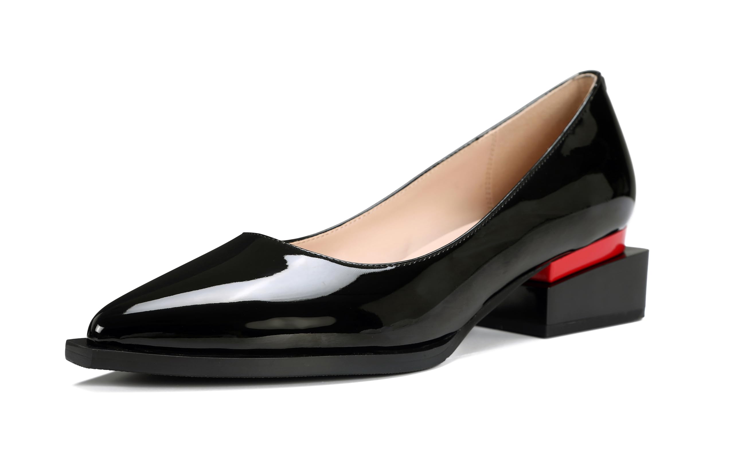 Feetquakewomens Dress Shoes Low Heel Patent Faux Leather Shoes