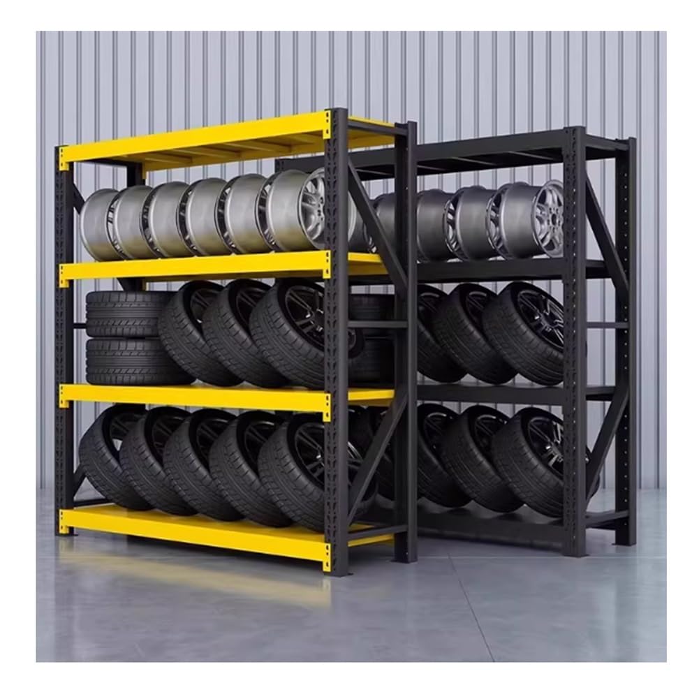 Ripiani in metallo regolabili in altezza per garage, magazzino o casa, soluzione versatile per l'industria, il commercio e l'uso domestico.