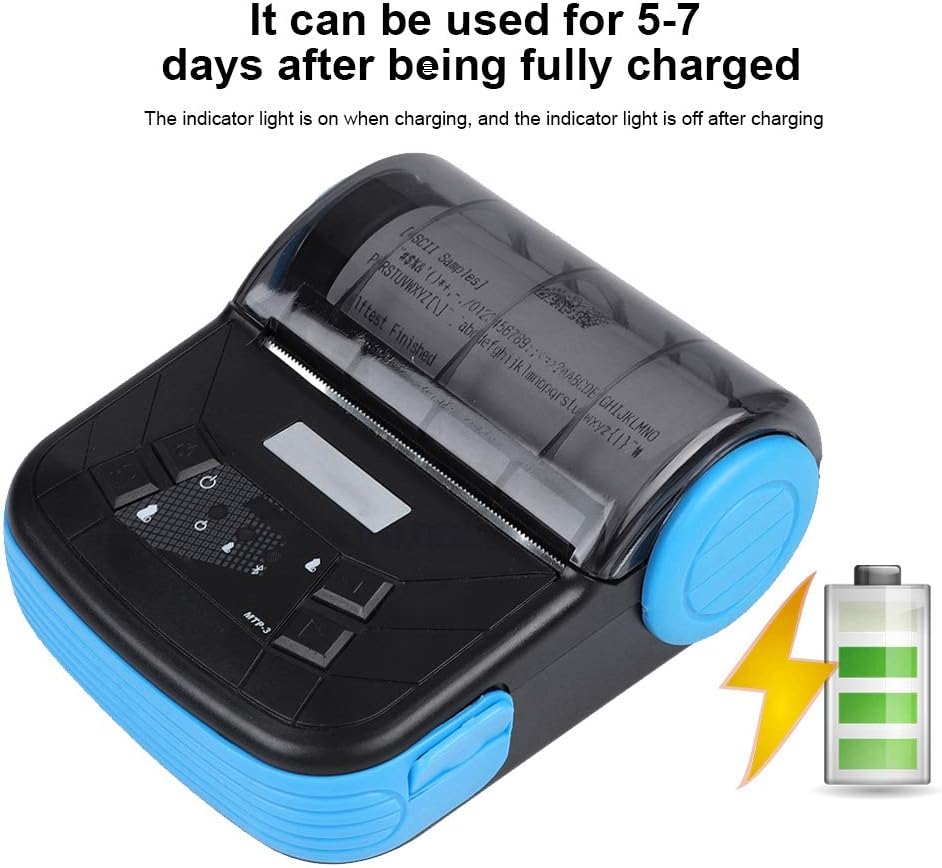 ASHATA Thermal Receipt Printer, Portable 80mm USB Wireless Bluetooth Thermal Bill Printer Receipt Printer Support iOS/Android for Supermarkets/Shopping Malls/Restaurants/Cake Shops(Black) : Office Products