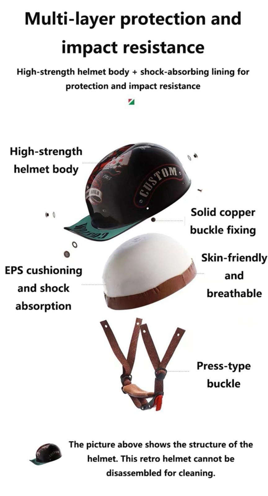 Casque De Moto Rétro Dot/ECE Homologué Demi-Casque, Casquette De Baseball Confortable Et Respirante, pour Scooter Cyclomoteur Hommes Et Femmes Street Cruiser Jet Style Casque