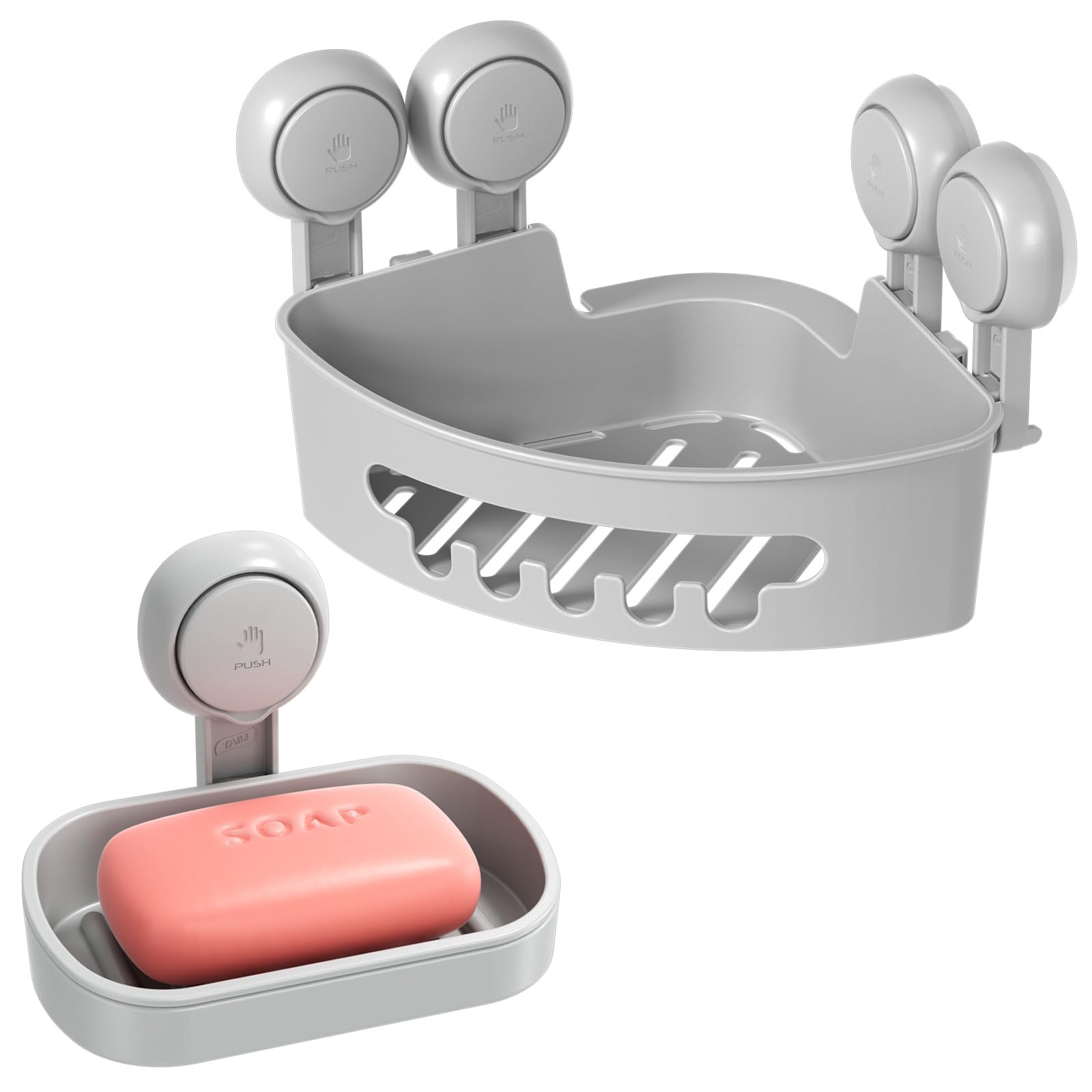 TAILI Corner Shower Caddy with Suction Cups Soap Dish Wall Mounted Organizer Plastic Rack for Small Bathrooms Kitchen
