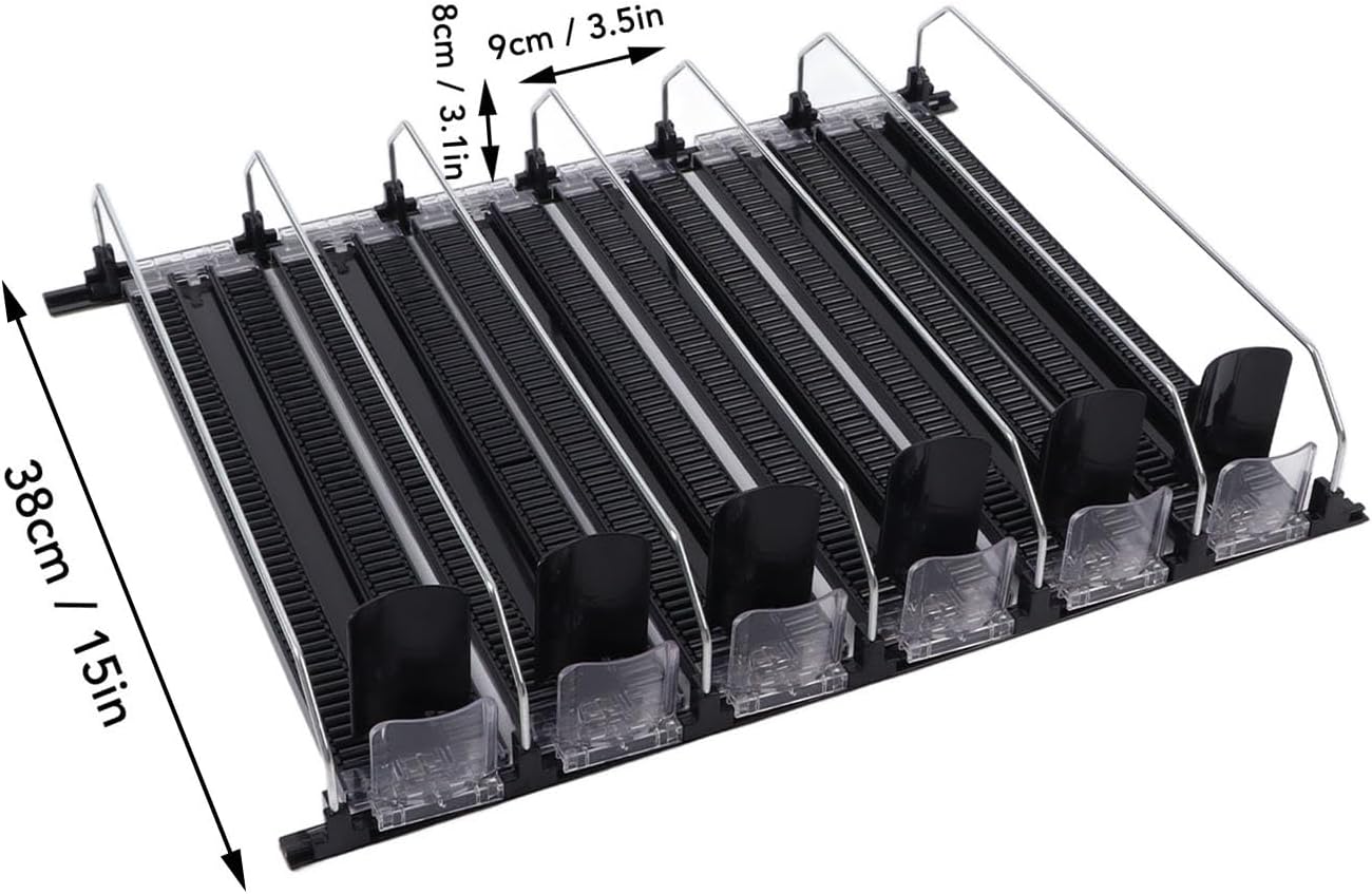 Drink Organizer for Fridge, Self Pushing Fridge Drink Organizer, Fridge Organizers Self Pushing Drink Dispenser, Width Adjustable Fridge Organization, Drink Dispenser, 6 Rows