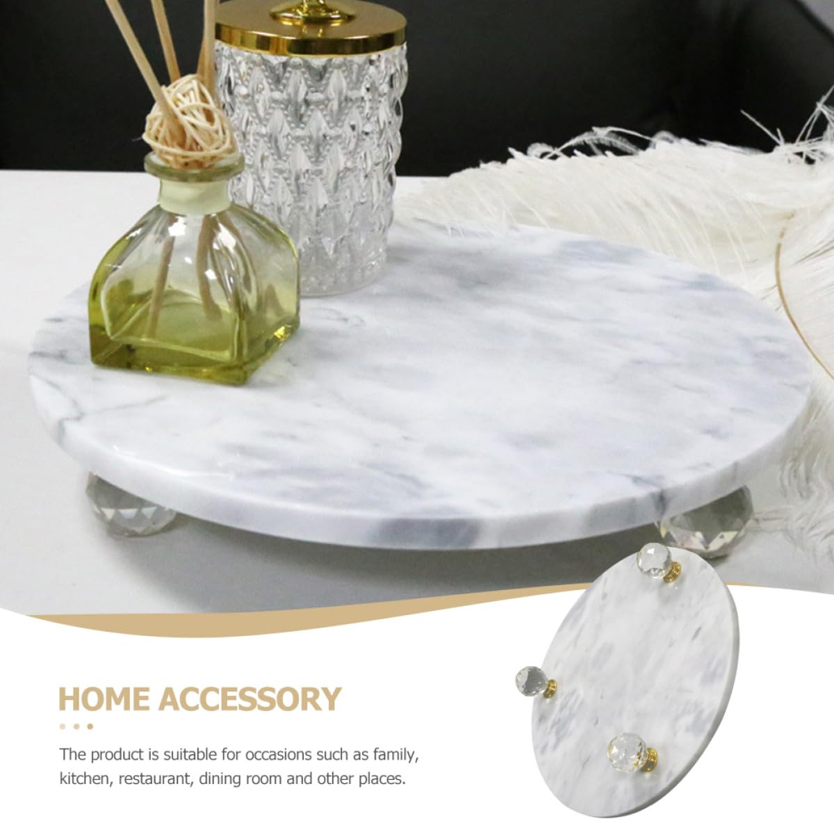 Bandeja Decorativa de Mármol Redonda Hogar, Accesorio Multifunción y Decoración de Escritorio, Adecuado para Comedor y Almacenamiento de Joyas