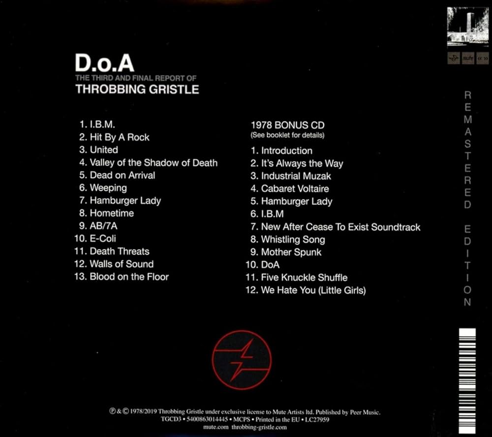 THROBBING GRISTLE - D.O.A. The Third & Final Report Of