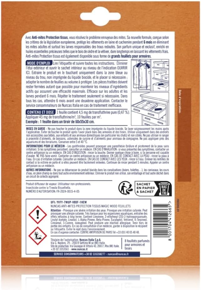 Nuncas Antimites Protection Tissus - Magic Wood - 8 Feuillets — vue 3