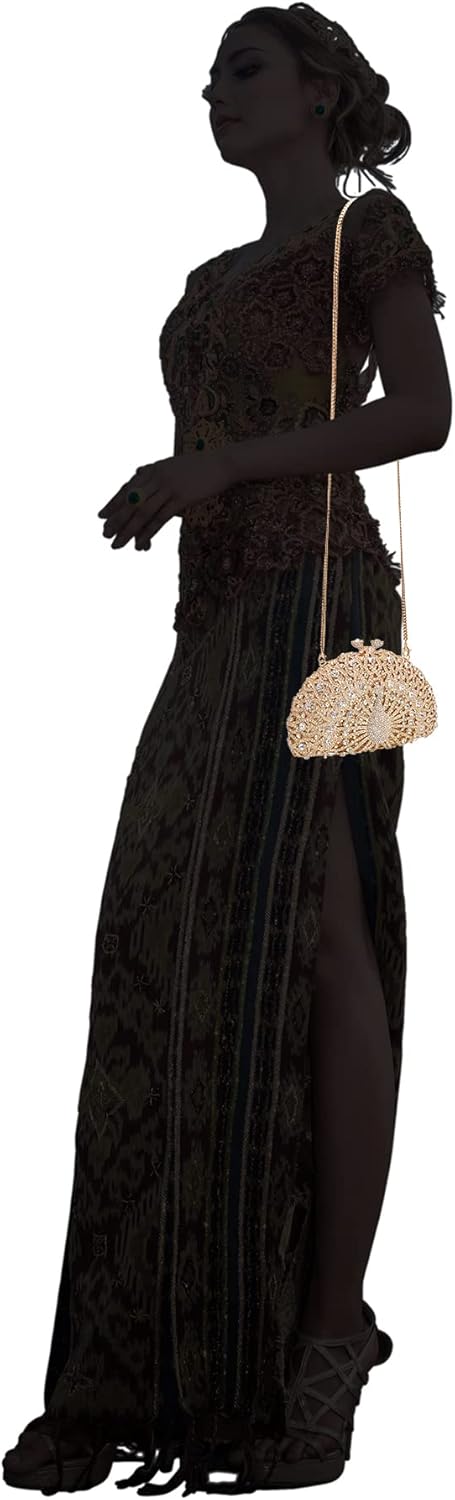 Peacock Luxury Rhinestone Crystal Evening Clutch Bag Sparkly Bride Wedding Party Purses for Women - Image 6