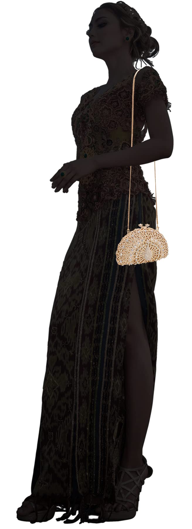 MOSSMON Bolso de mano de lujo de pavo real con diamantes de imitación de cristal, para novia, boda, fiesta, monederos para mujer