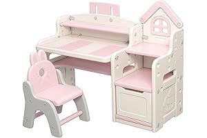 UNICOO Multifunctional Kids Desk and Chair Set for Drawing and Learning