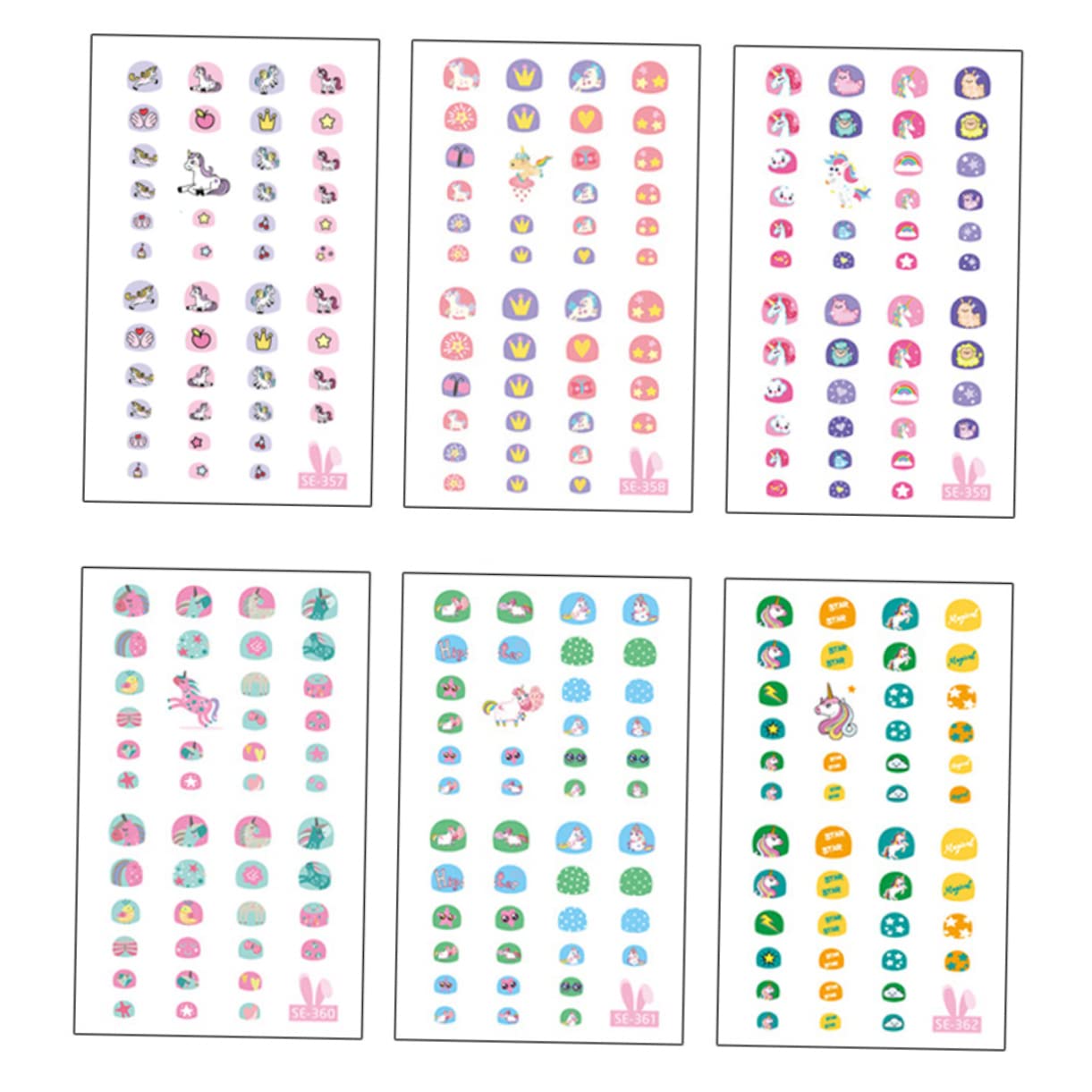 FRCOLOR 30fogli Adesivi Per Unghie Tema Unicorno Adesivi Cartoon Autoadesivi Per Nail Art Per Ragazzo Ragazza Motivi Casual